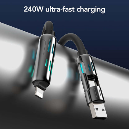 ChargeMaster™ 240W 4-in-1 USB-C Fast Charging Cable – Universal 4-Device Compatibility