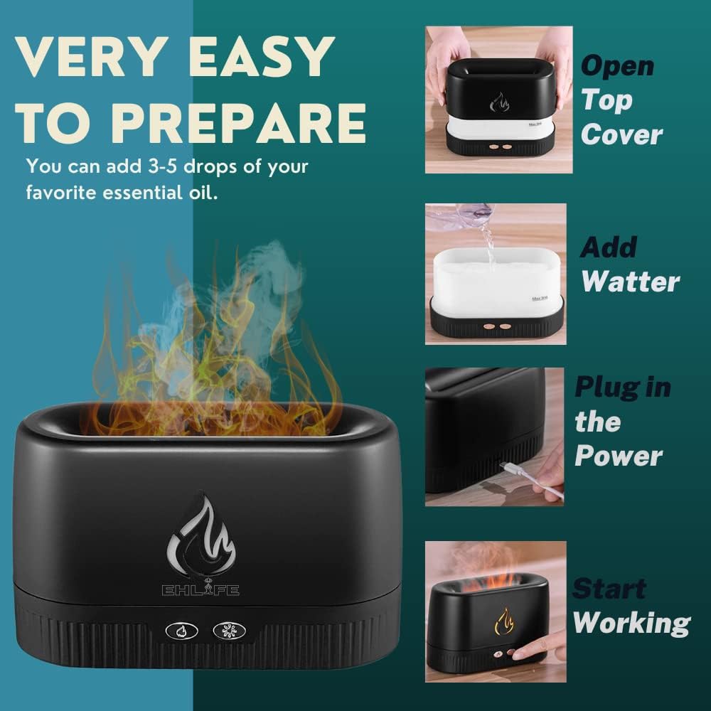 ZenFlame™ Aroma Diffuser – Flame Effect Essential Oil Humidifier