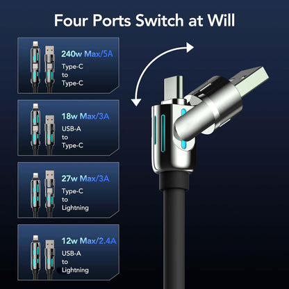 ChargeMaster™ 240W 4-in-1 USB-C Fast Charging Cable – Universal 4-Device Compatibility