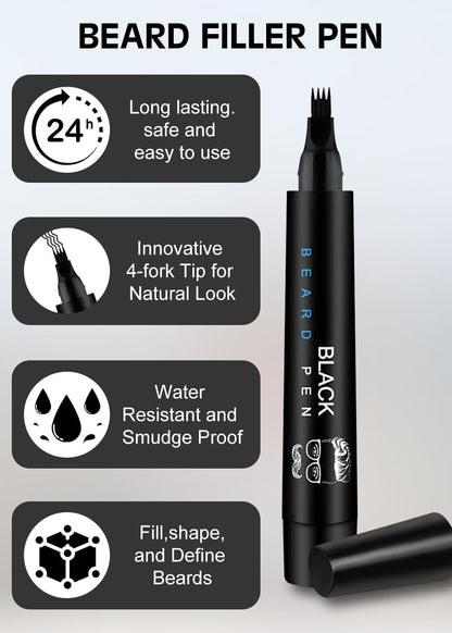 BeardGuard™ Beard Pencil Kit – Waterproof & Sweatproof Filler Pen for Fuller Beard