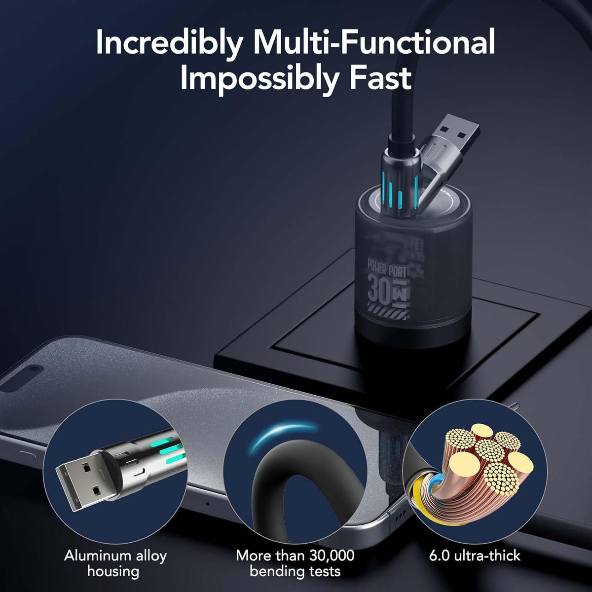 ChargeMaster™ 240W 4-in-1 USB-C Fast Charging Cable – Universal 4-Device Compatibility