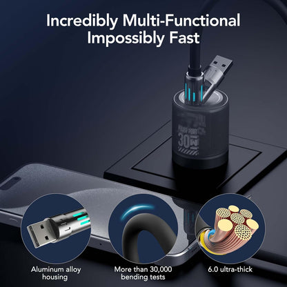 ChargeMaster™ 240W 4-in-1 USB-C Fast Charging Cable – Universal 4-Device Compatibility