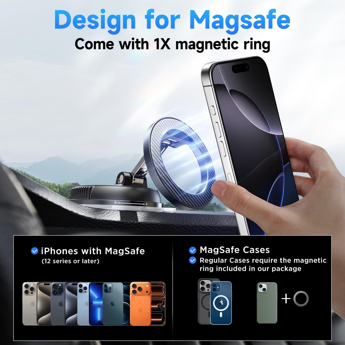 GripHalo™ 360° Desktop & Car Ring Stand – Universal Magnetic Phone Holder
