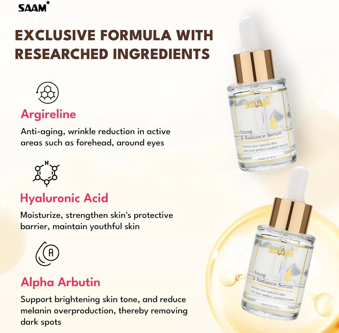 Anti-Aging Argireline & Hyaluronic Acid Face Serum – SAAM Young Serum for Wrinkles, Fine Lines & Firmer Skin