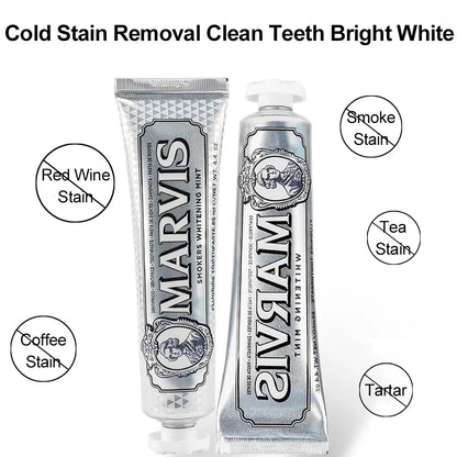Marvis Whitening Mint Toothpaste  – Luxury Italian Stain-Removing Smile Whitener & Cool Mint Fresh Breath